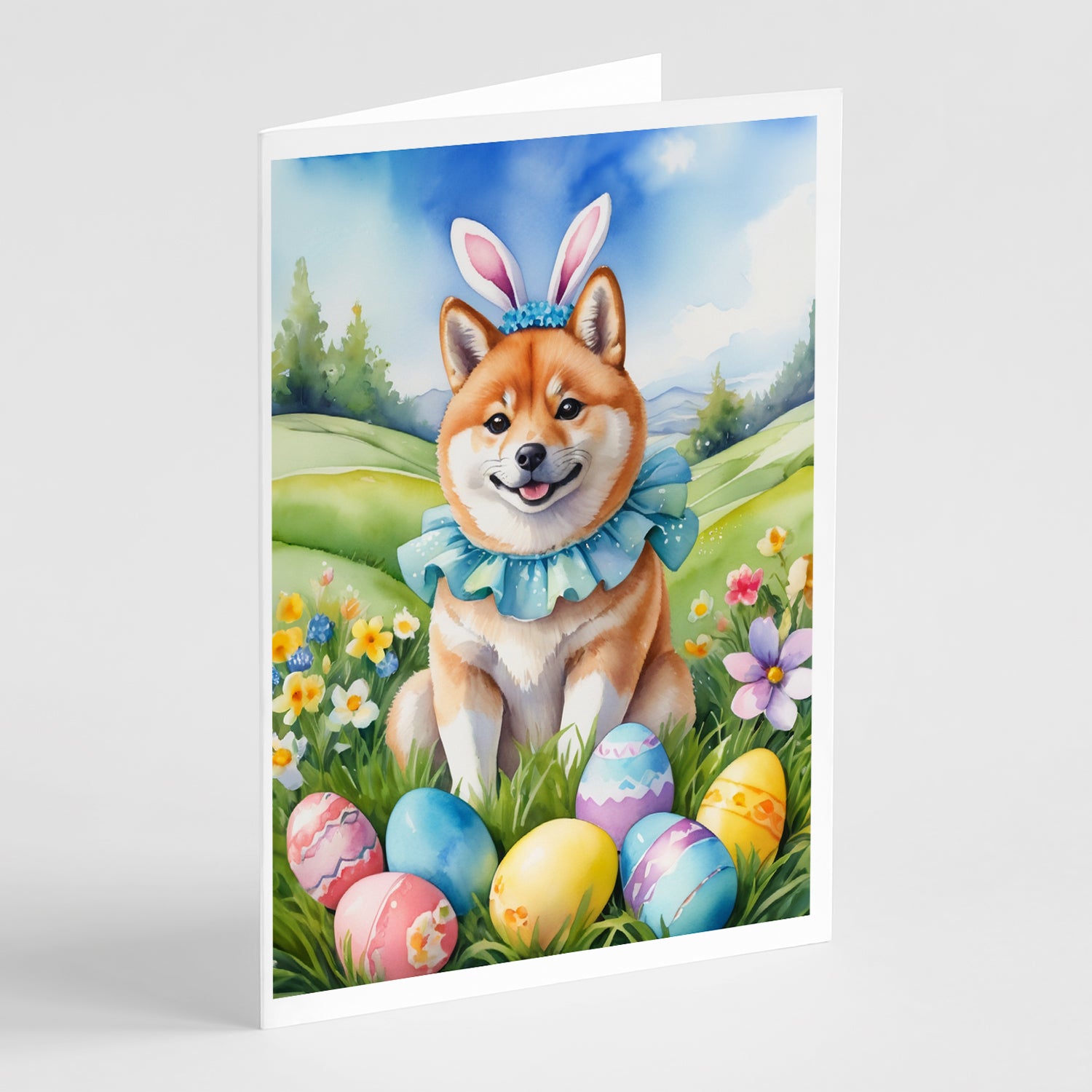 Buy this Shiba Inu Easter Egg Hunt Greeting Cards Pack of 8