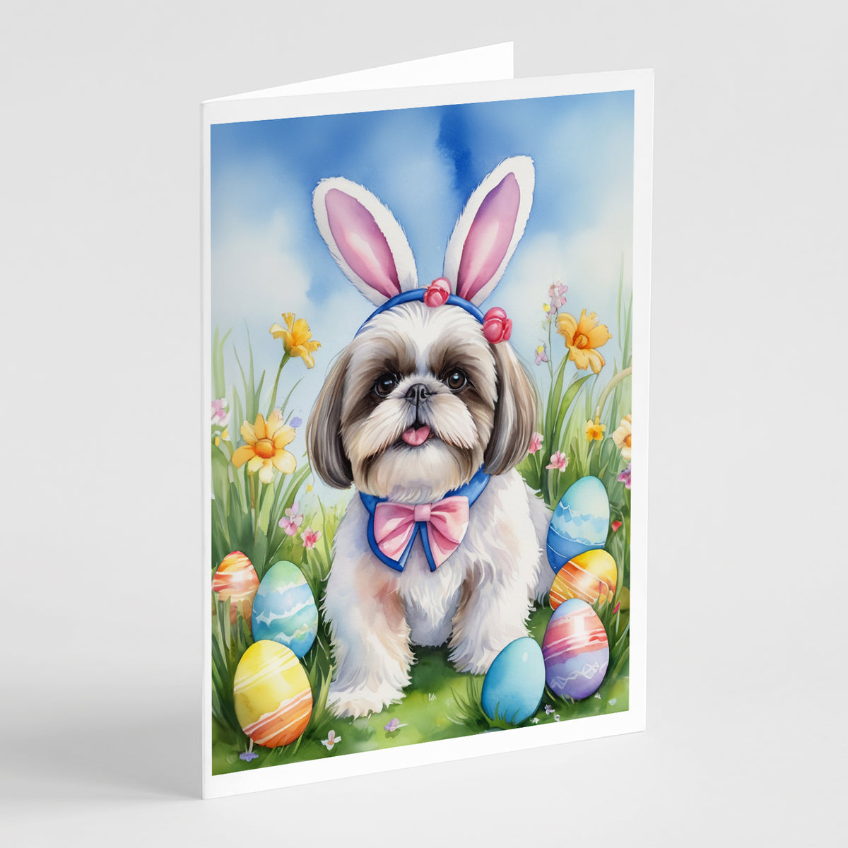 Buy this Shih Tzu Easter Egg Hunt Greeting Cards Pack of 8