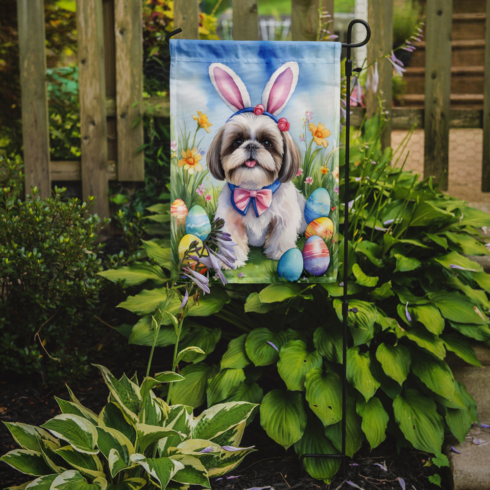 Caroline's Treasures Shih Tzu Easter Garden Flag - Easter Egg Hunt - Dog-Themed Spring Yard Decor