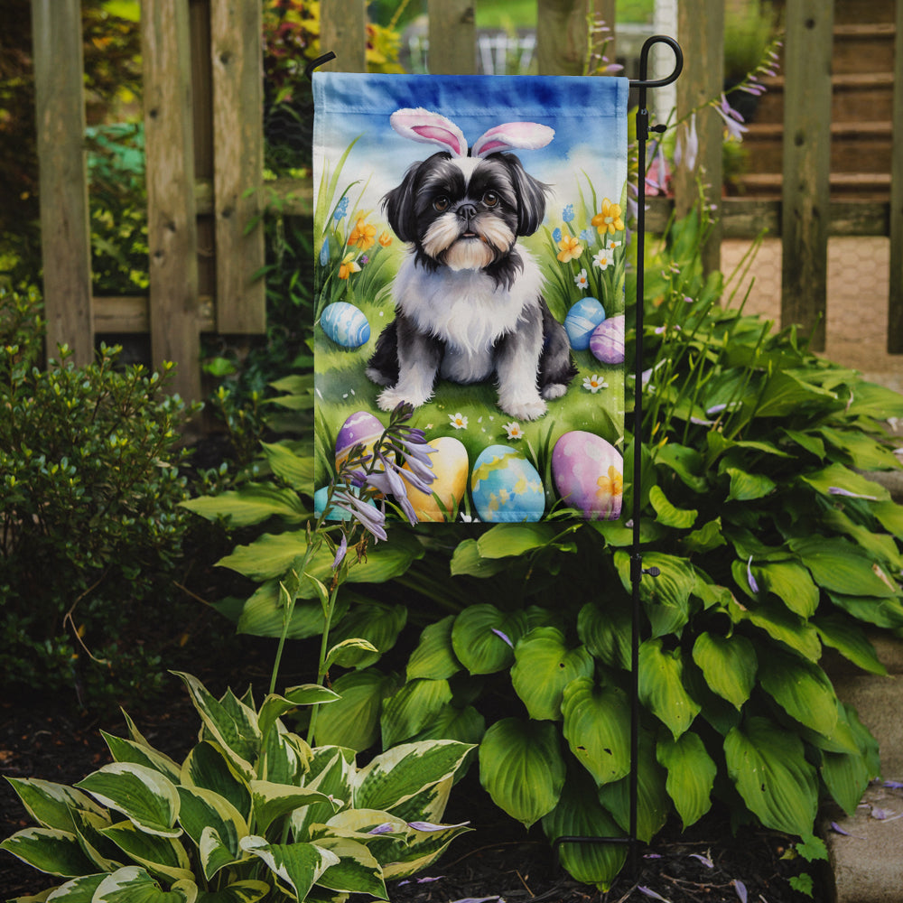 Caroline's Treasures Shih Tzu Easter Garden Flag - Easter Egg Hunt - Dog-Themed Spring Yard Decor