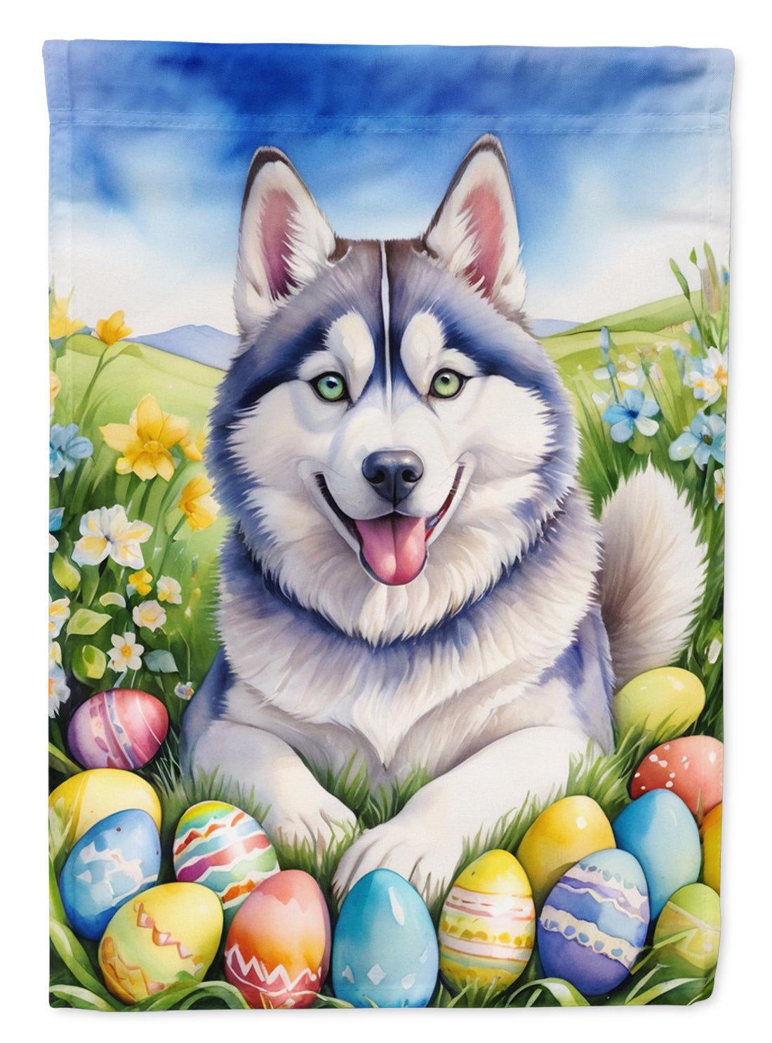 Buy this Siberian Husky Easter Egg Hunt House Flag