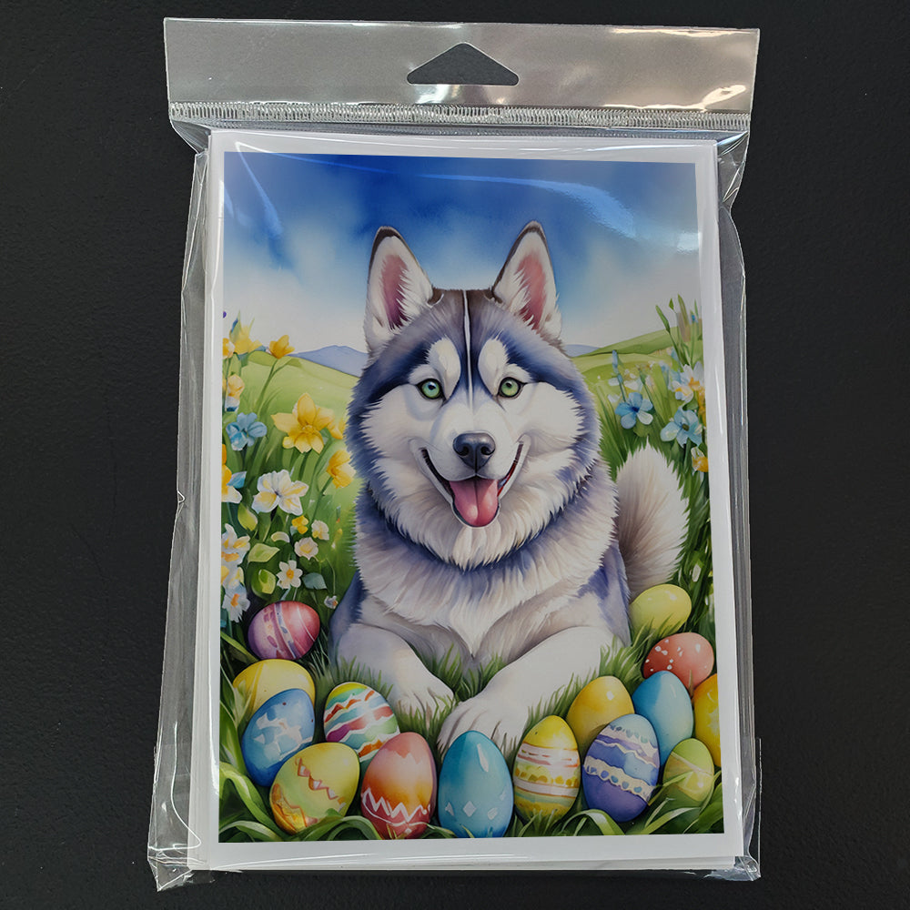 Siberian Husky Easter Egg Hunt Greeting Cards Pack of 8