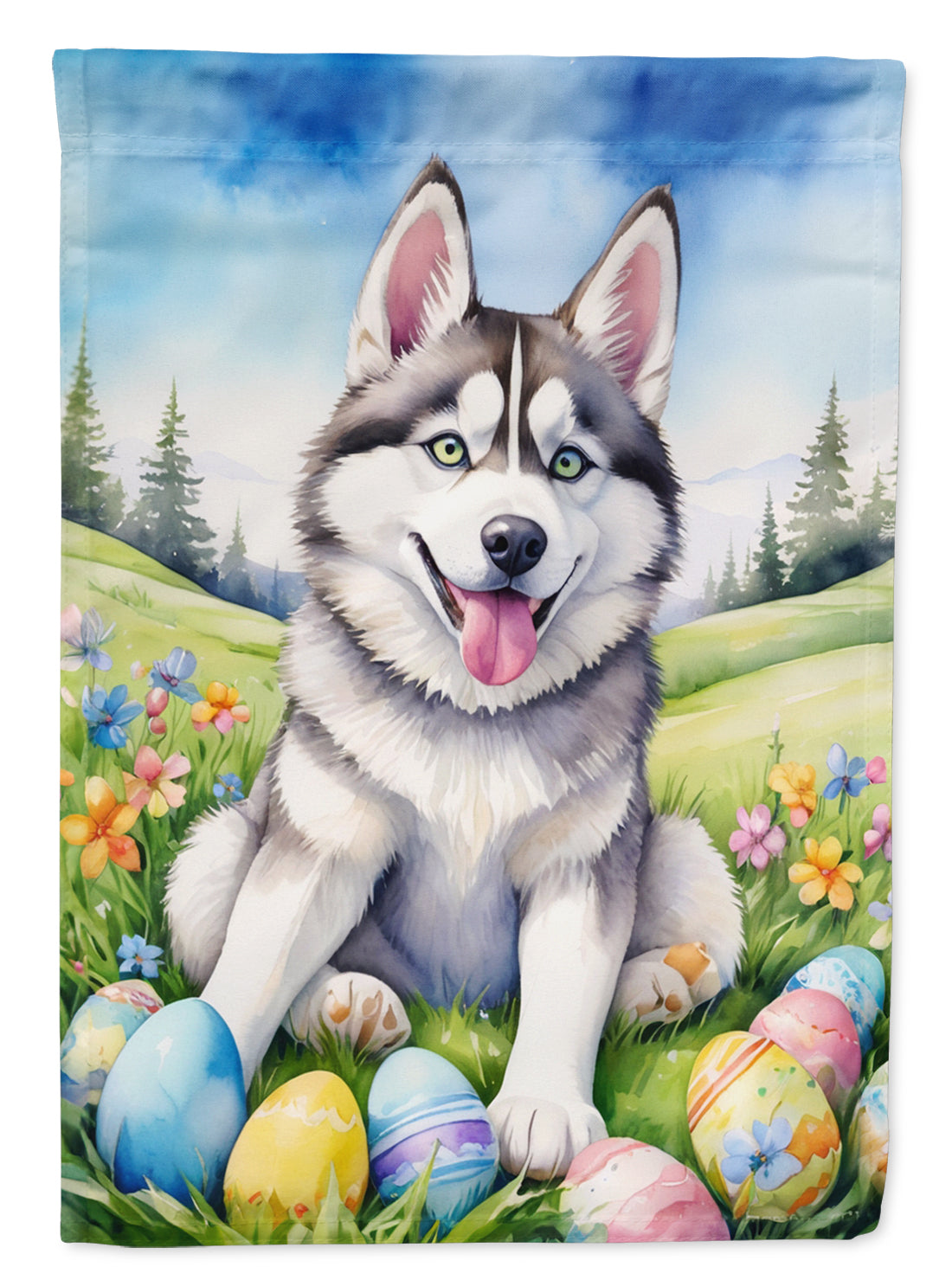 Buy this Siberian Husky Easter Egg Hunt House Flag
