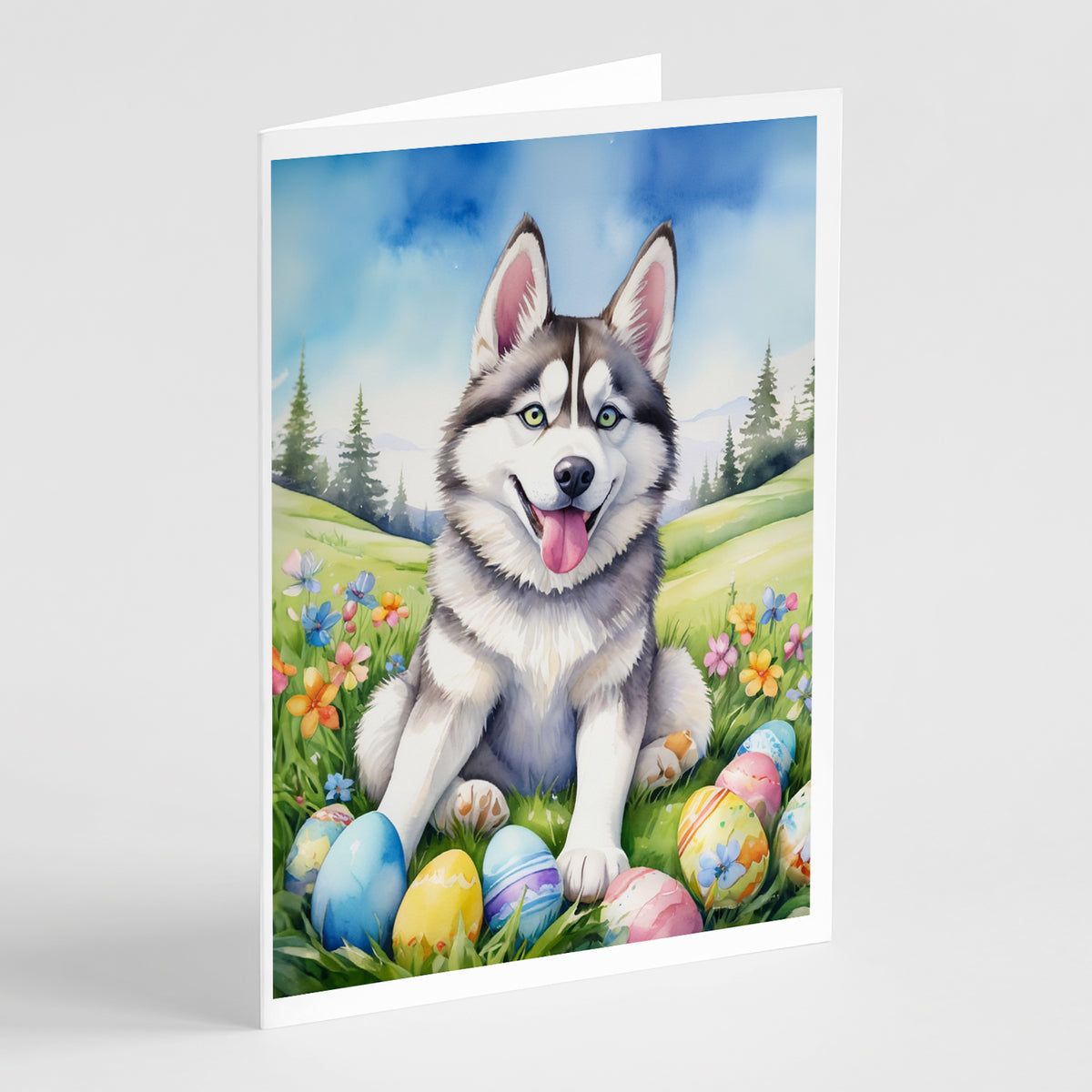 Buy this Siberian Husky Easter Egg Hunt Greeting Cards Pack of 8