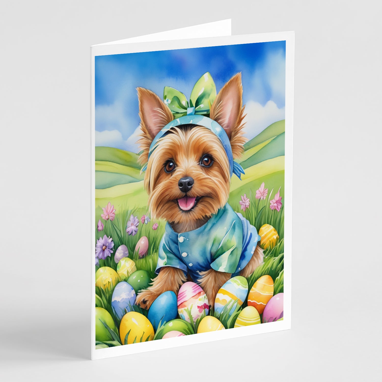 Buy this Silky Terrier Easter Egg Hunt Greeting Cards Pack of 8