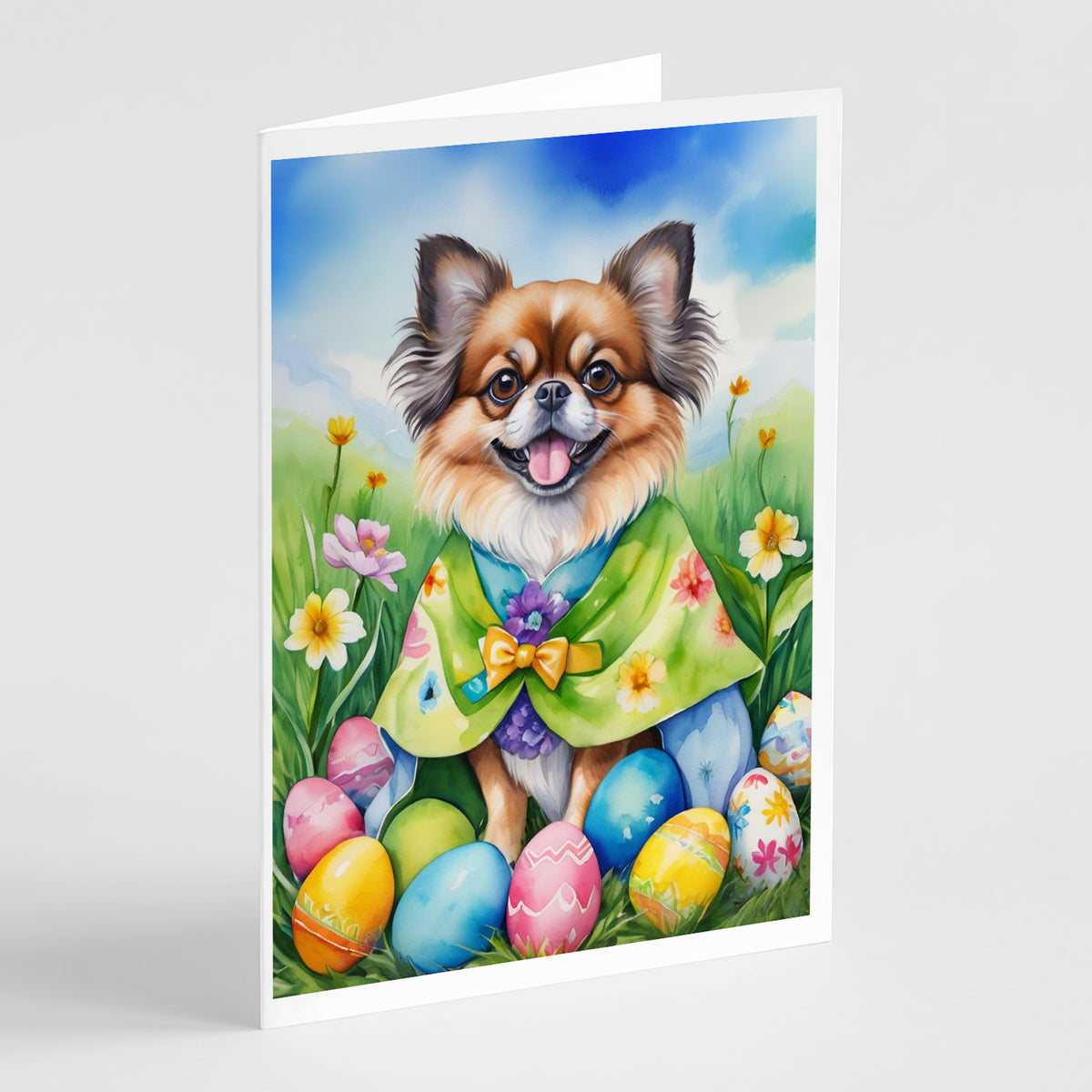 Buy this Tibetan Spaniel Easter Egg Hunt Greeting Cards Pack of 8