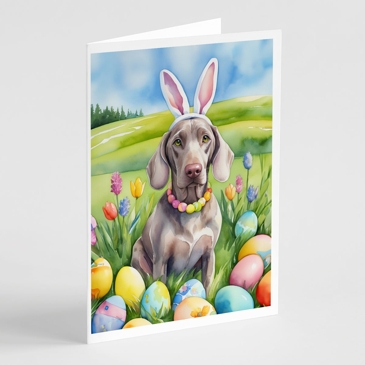 Buy this Weimaraner Easter Egg Hunt Greeting Cards Pack of 8