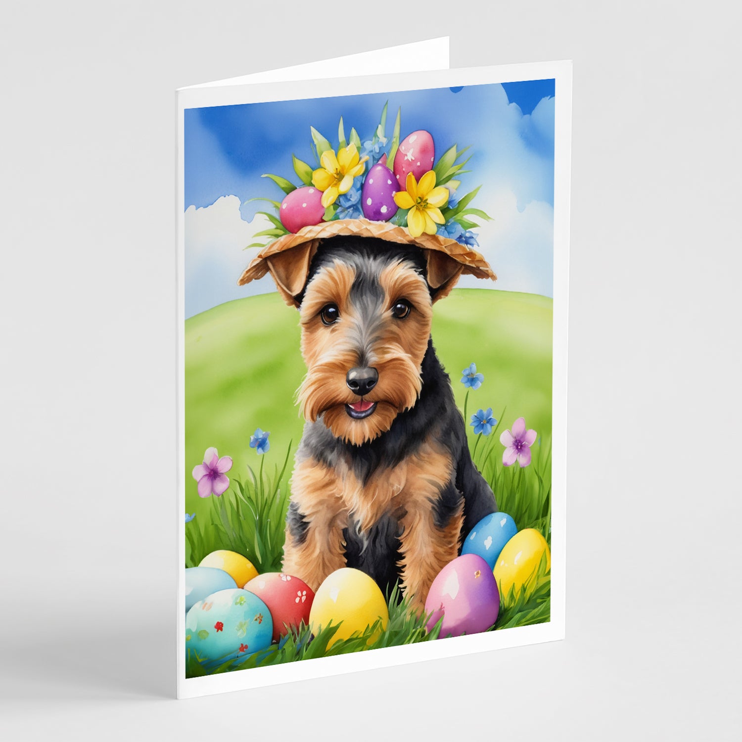 Buy this Welsh Terrier Easter Egg Hunt Greeting Cards Pack of 8