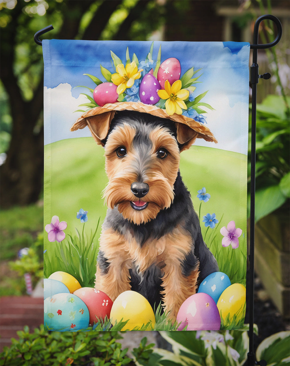 Welsh Terrier Easter Egg Hunt Garden Flag
