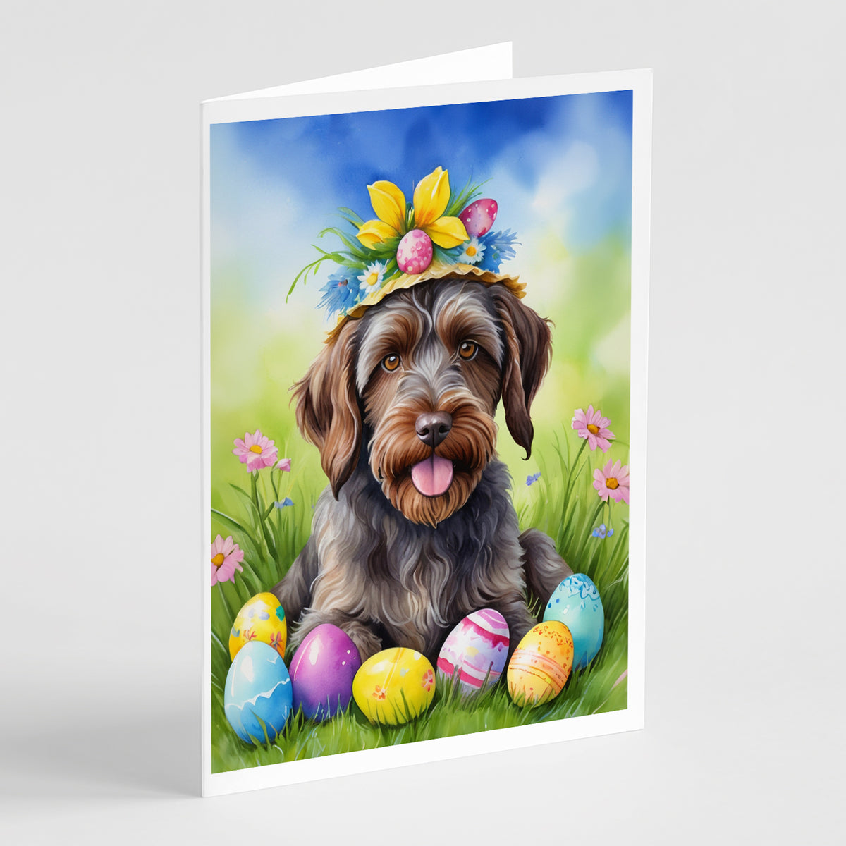 Buy this Wirehaired Pointing Griffon Easter Egg Hunt Greeting Cards Pack of 8