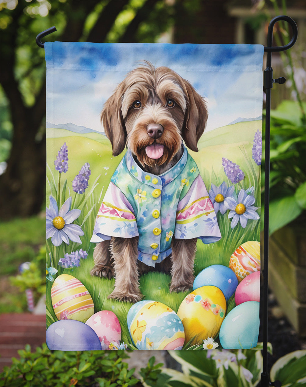 Wirehaired Pointing Griffon Easter Egg Hunt Garden Flag