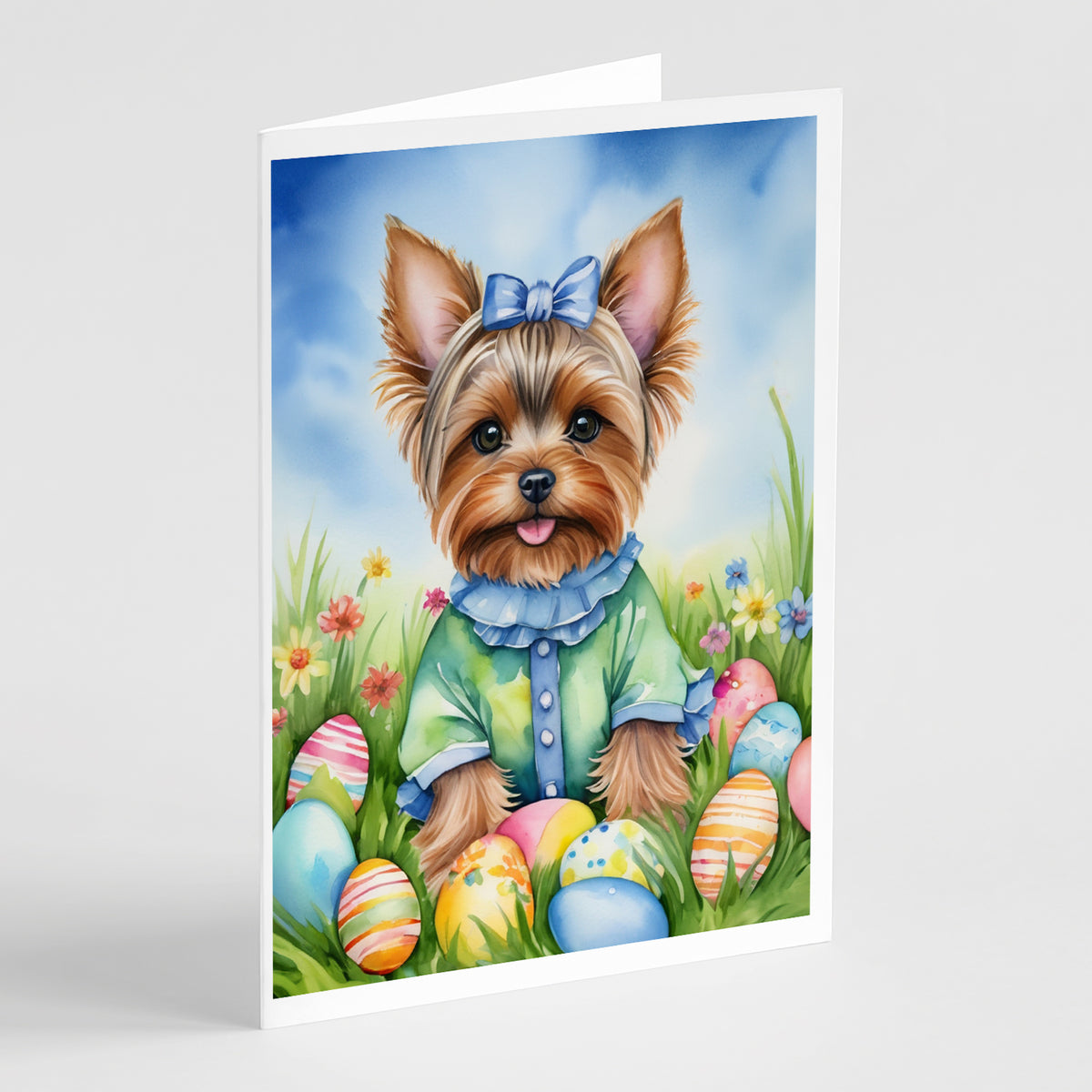 Buy this Yorkshire Terrier Easter Egg Hunt Greeting Cards Pack of 8