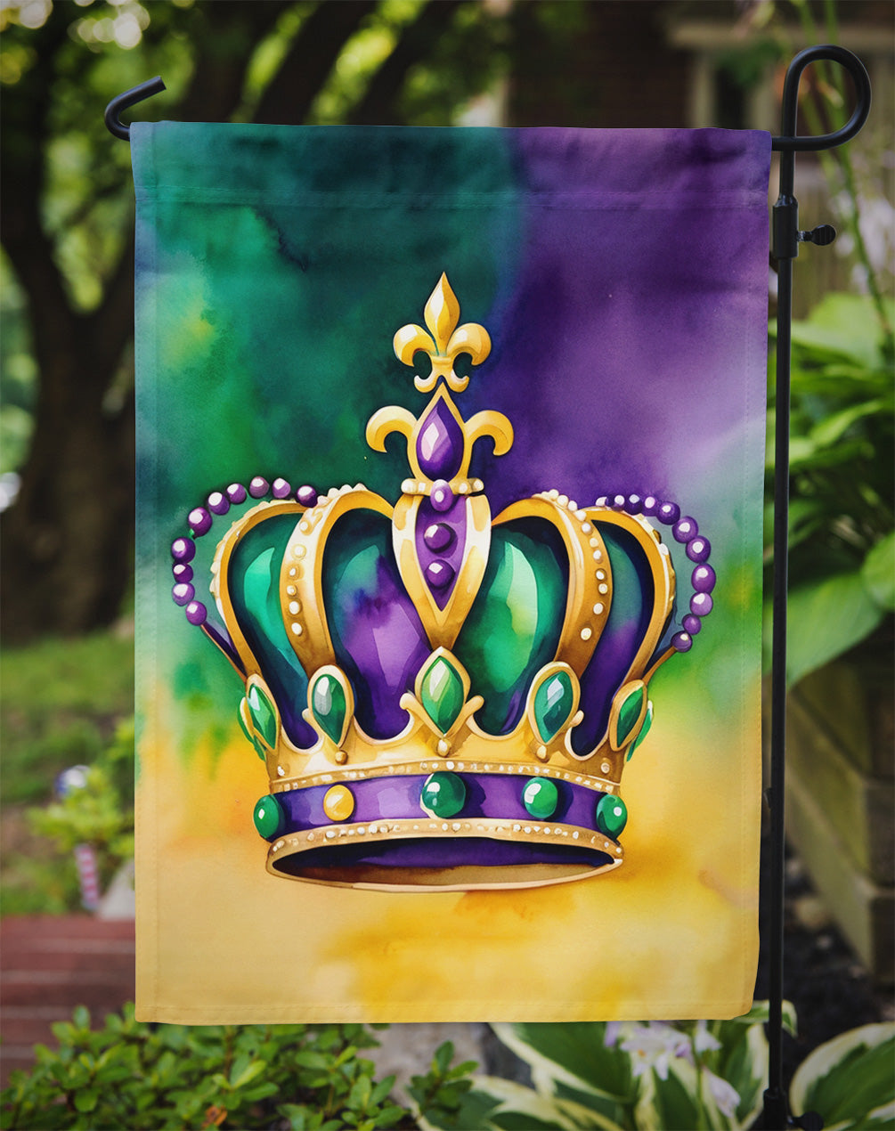 King's Mardi Gras Crown Garden Flag