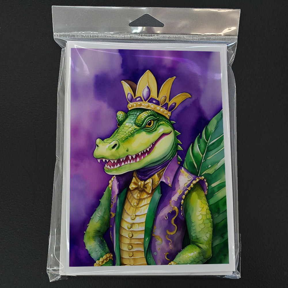 Alligator King of Mardi Gras Greeting Cards Pack of 8