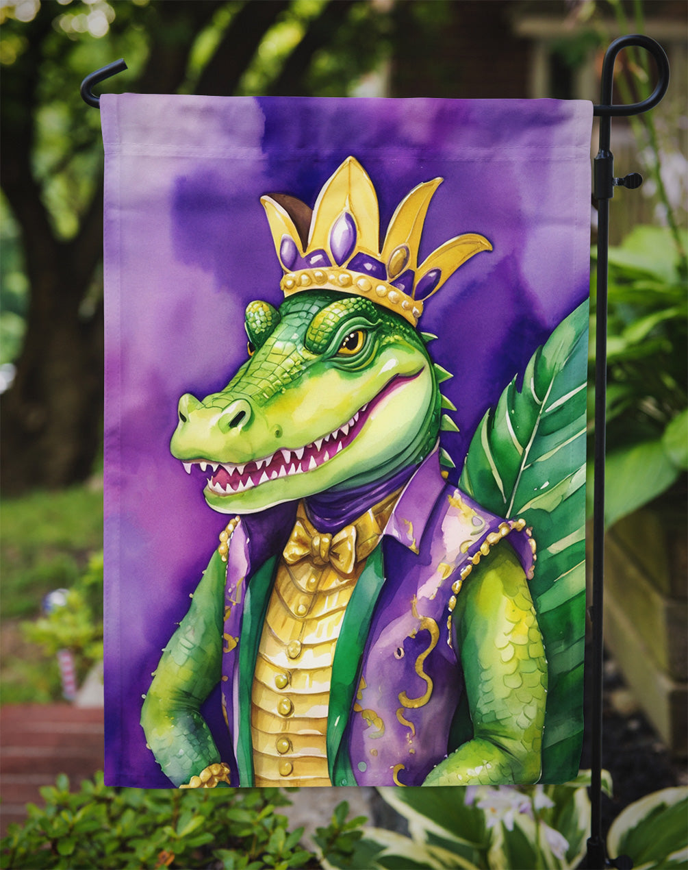 Alligator King of Mardi Gras Garden Flag