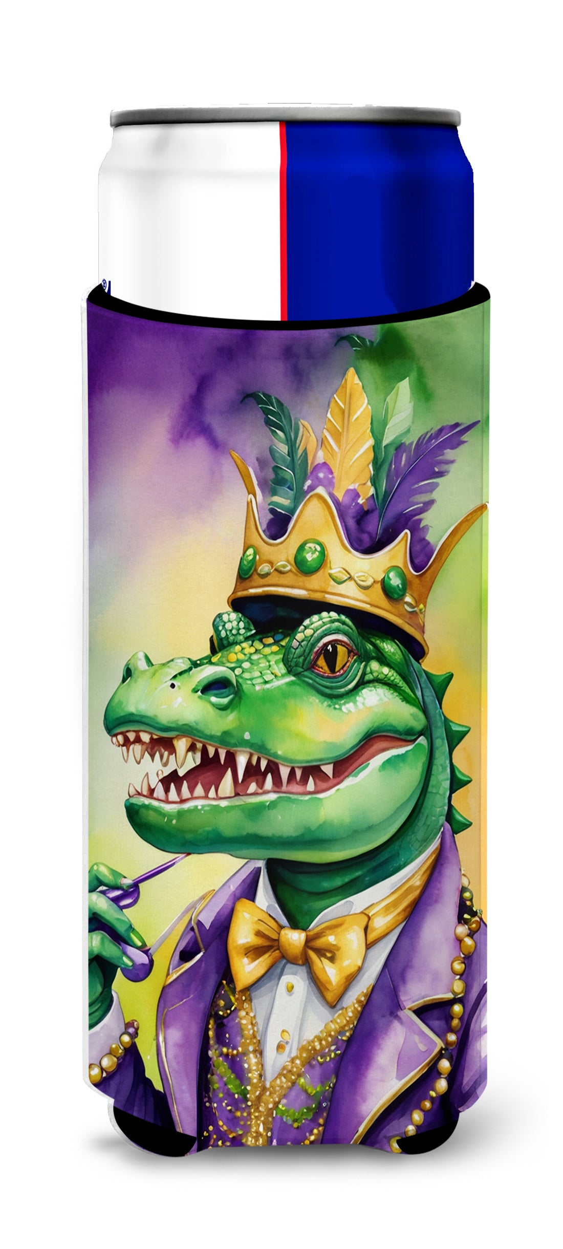 Buy this Alligator King of Mardi Gras Hugger for Ultra Slim Cans