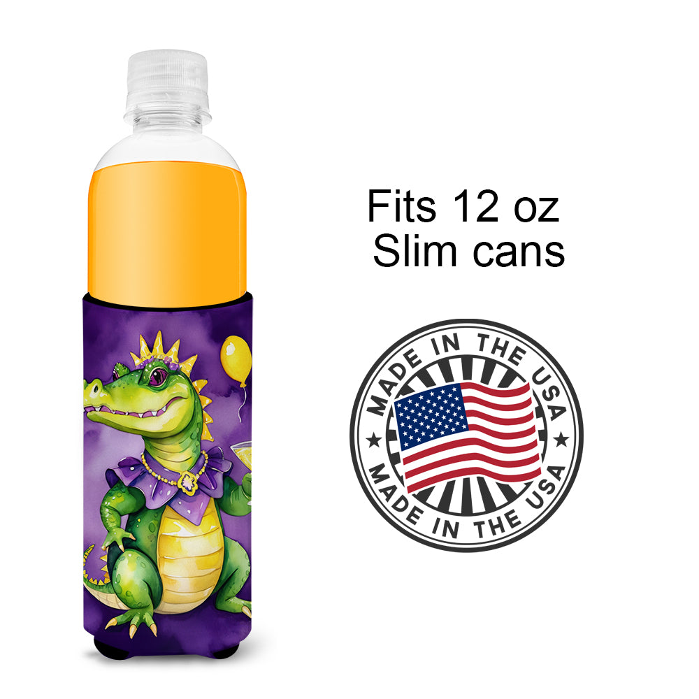Alligator Mardi Gras Hugger for Ultra Slim Cans