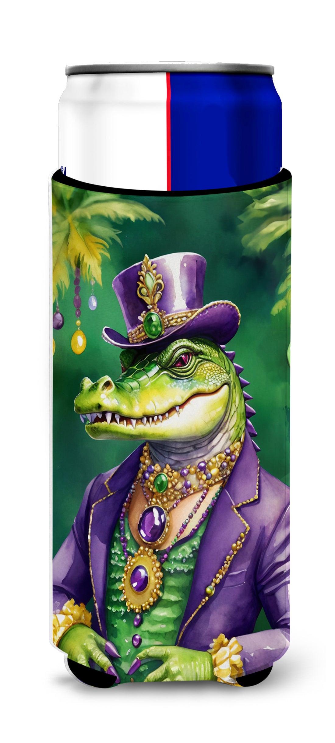 Buy this Alligator King of Mardi Gras Hugger for Ultra Slim Cans