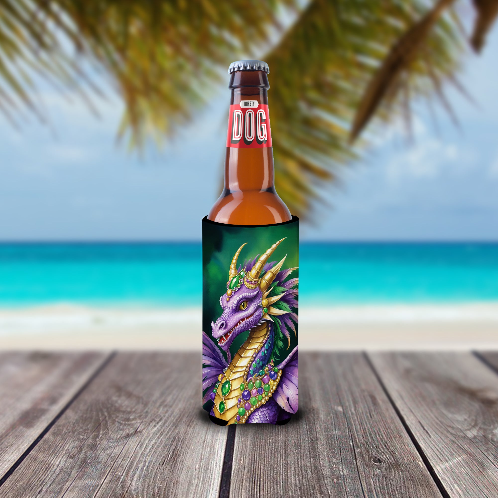 Buy this Dragon King of Mardi Gras Hugger for Ultra Slim Cans