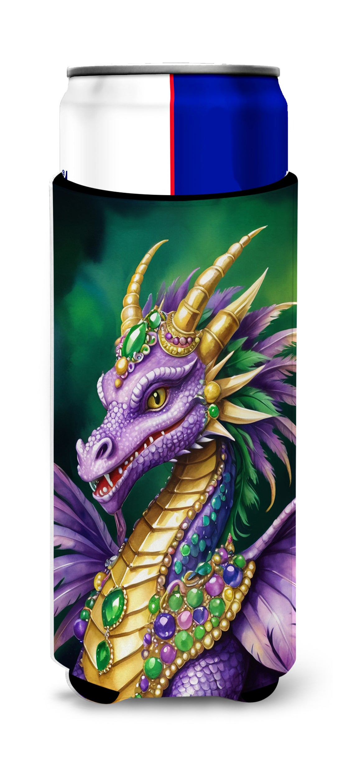 Buy this Dragon King of Mardi Gras Hugger for Ultra Slim Cans