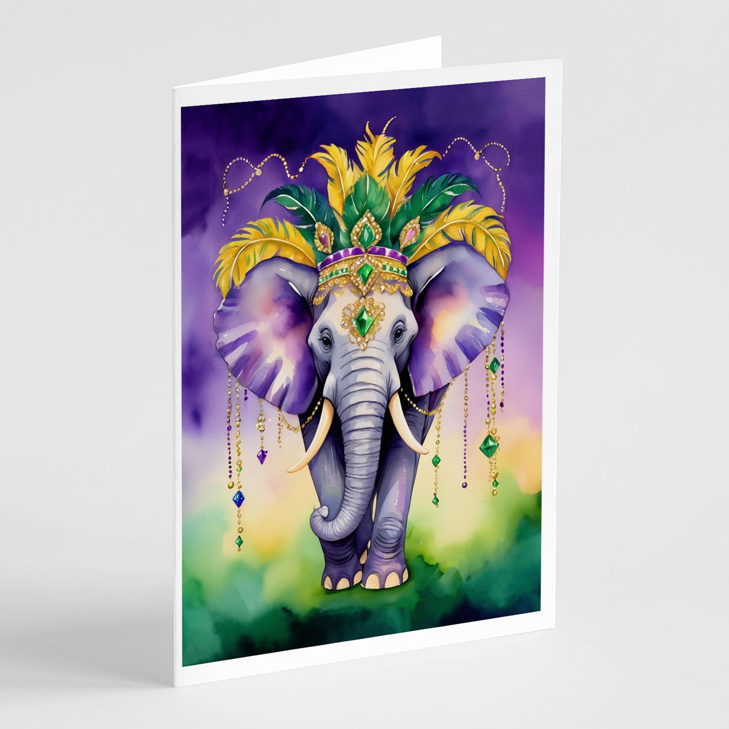 Buy this Elephant King of Mardi Gras Greeting Cards Pack of 8