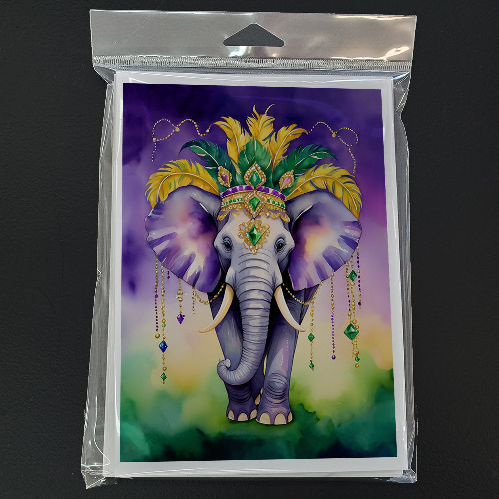 Elephant King of Mardi Gras Greeting Cards Pack of 8