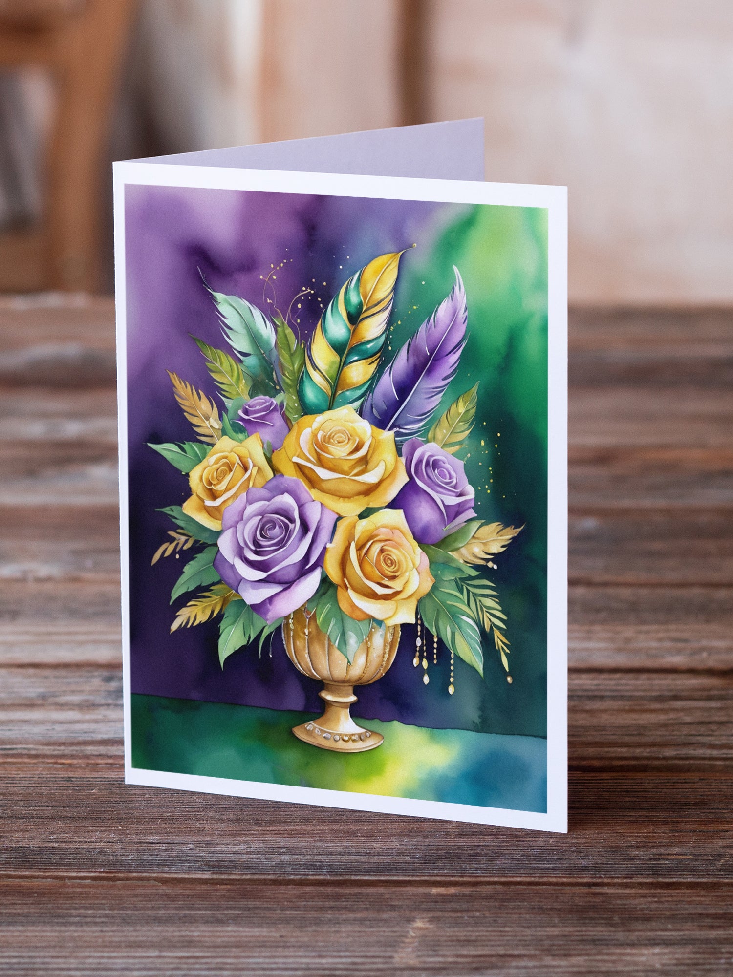 Flowers Mardi Gras Greeting Cards Pack of 8