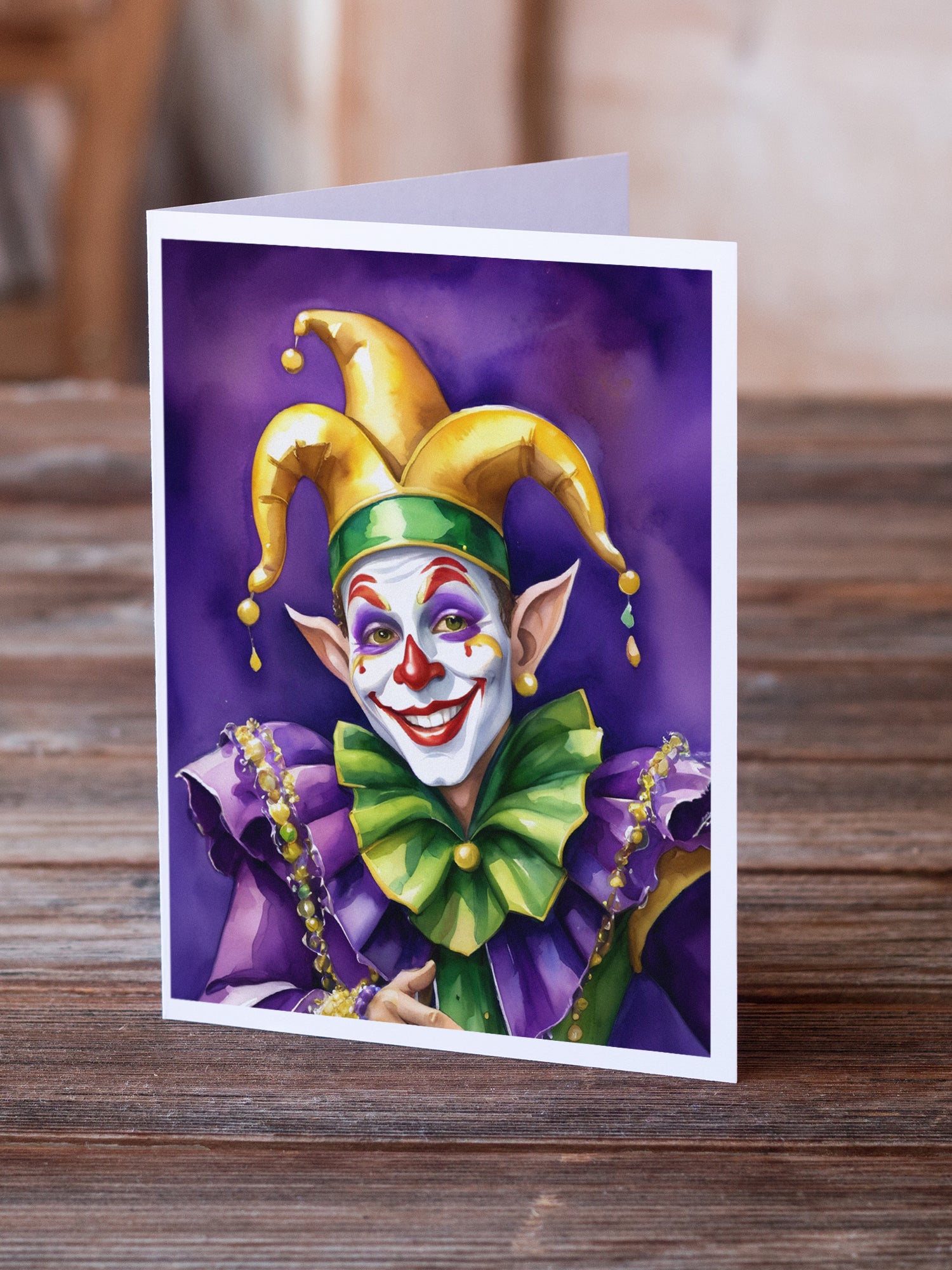 Jester Mardi Gras Greeting Cards Pack of 8
