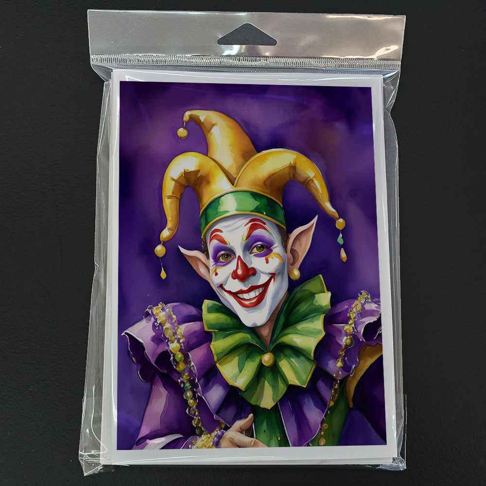 Jester Mardi Gras Greeting Cards Pack of 8