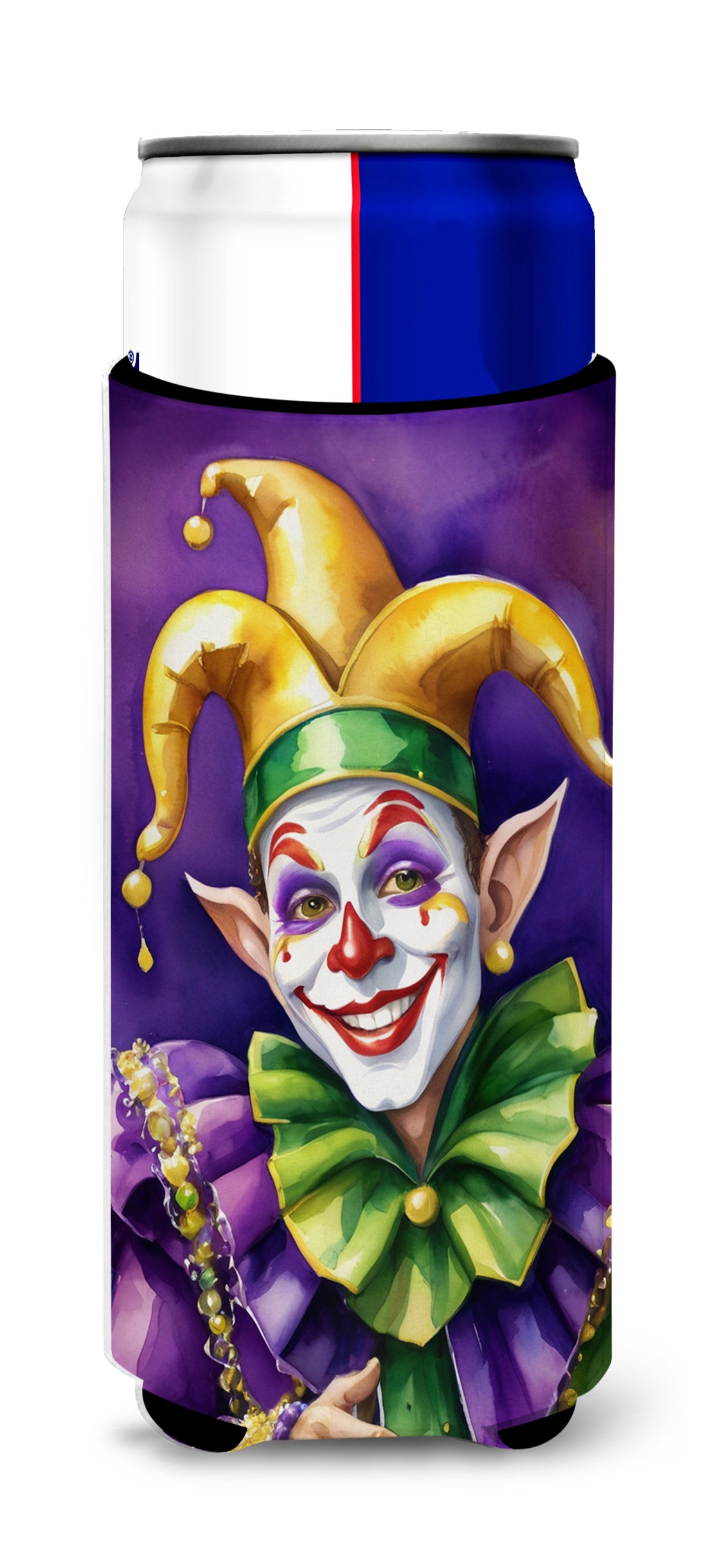Buy this Jester Mardi Gras Hugger for Ultra Slim Cans