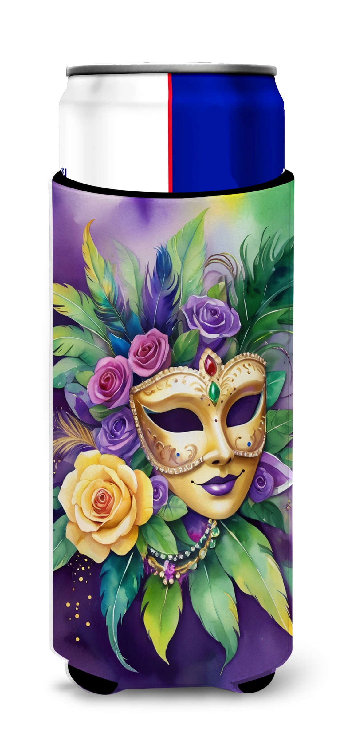 Buy this Mask Mardi Gras Hugger for Ultra Slim Cans