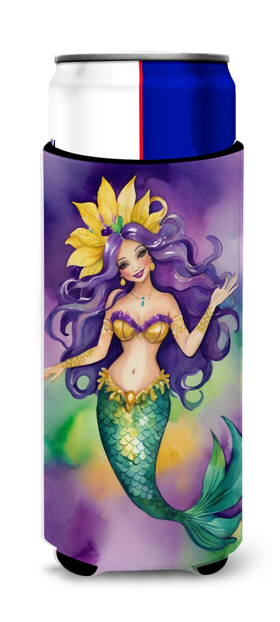 Buy this Mermaid Mardi Gras Hugger for Ultra Slim Cans