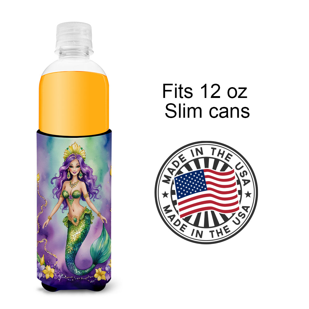 Mermaid Mardi Gras Hugger for Ultra Slim Cans