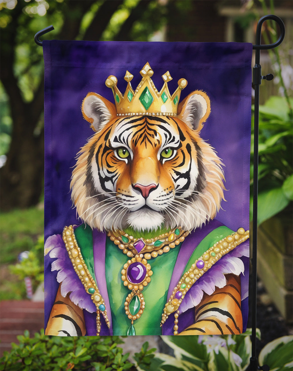 Tiger the King of Mardi Gras Garden Flag