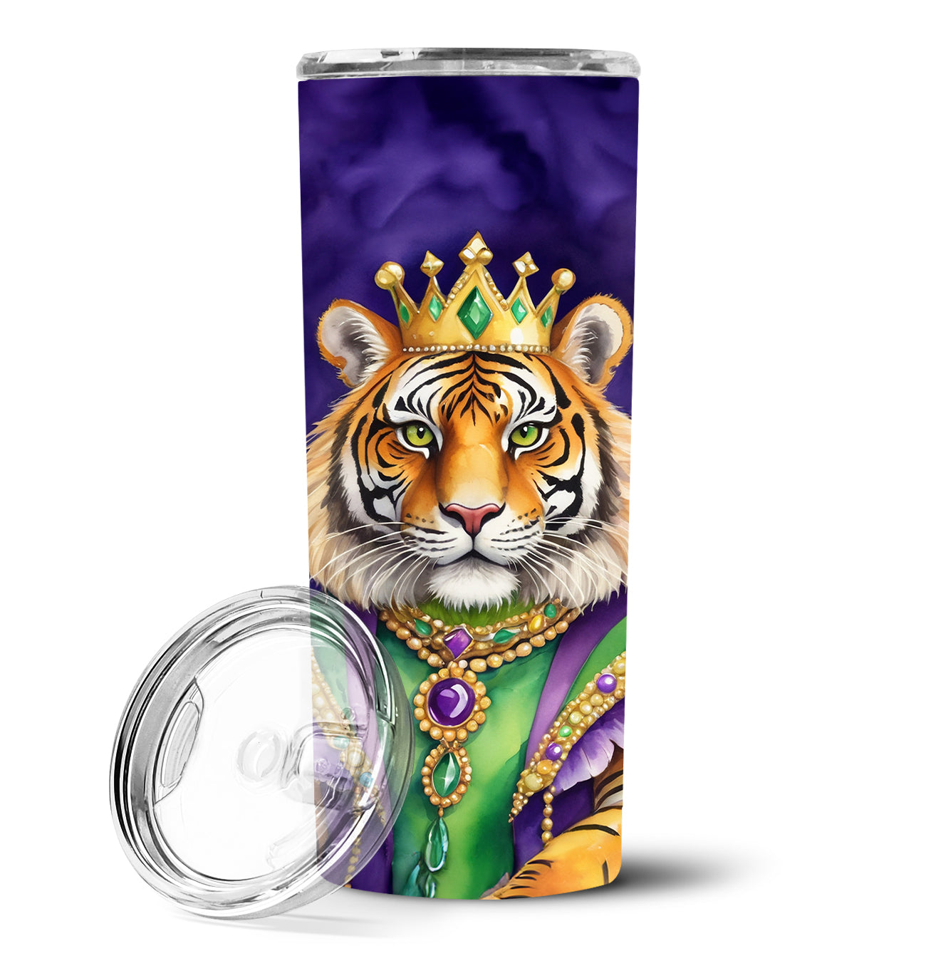 Buy this Tiger the King of Mardi Gras Stainless Steel Skinny Tumbler