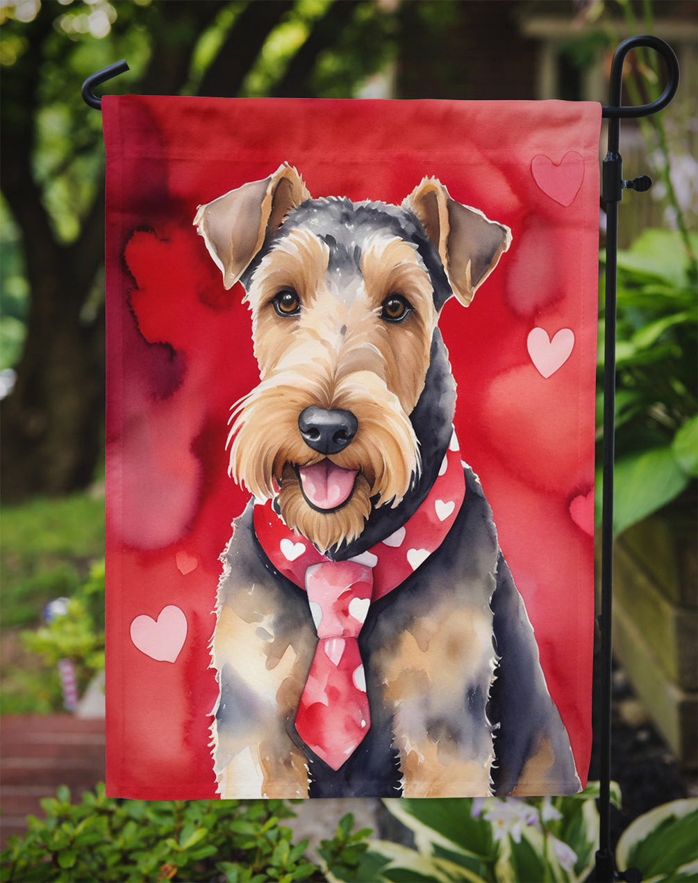Airedale Terrier My Valentine Garden Flag