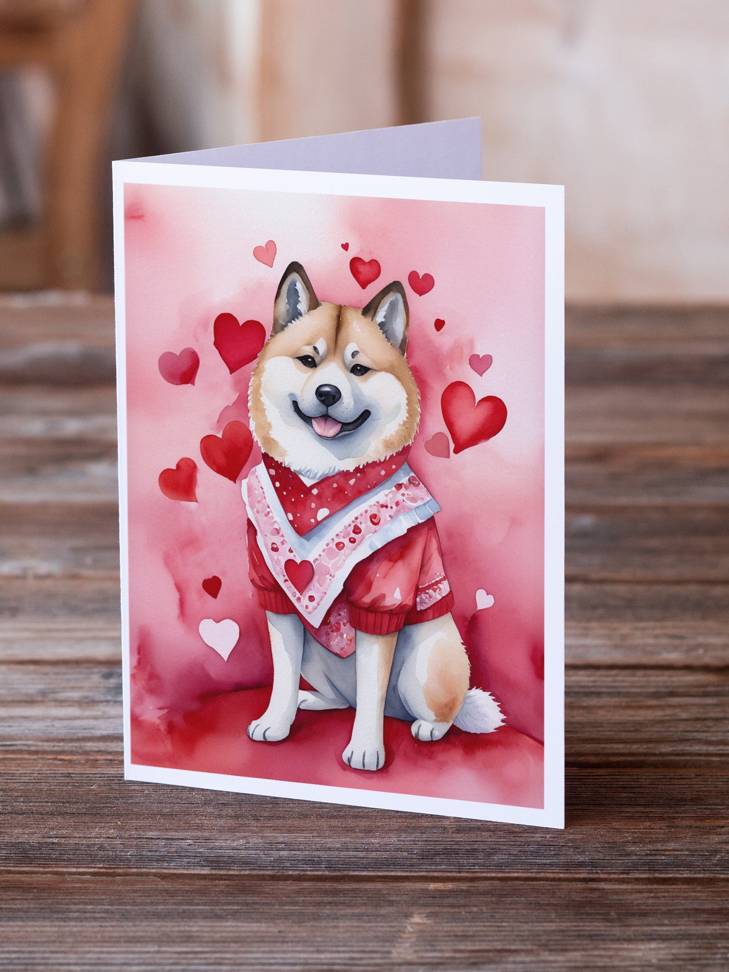 Akita My Valentine Greeting Cards Pack of 8