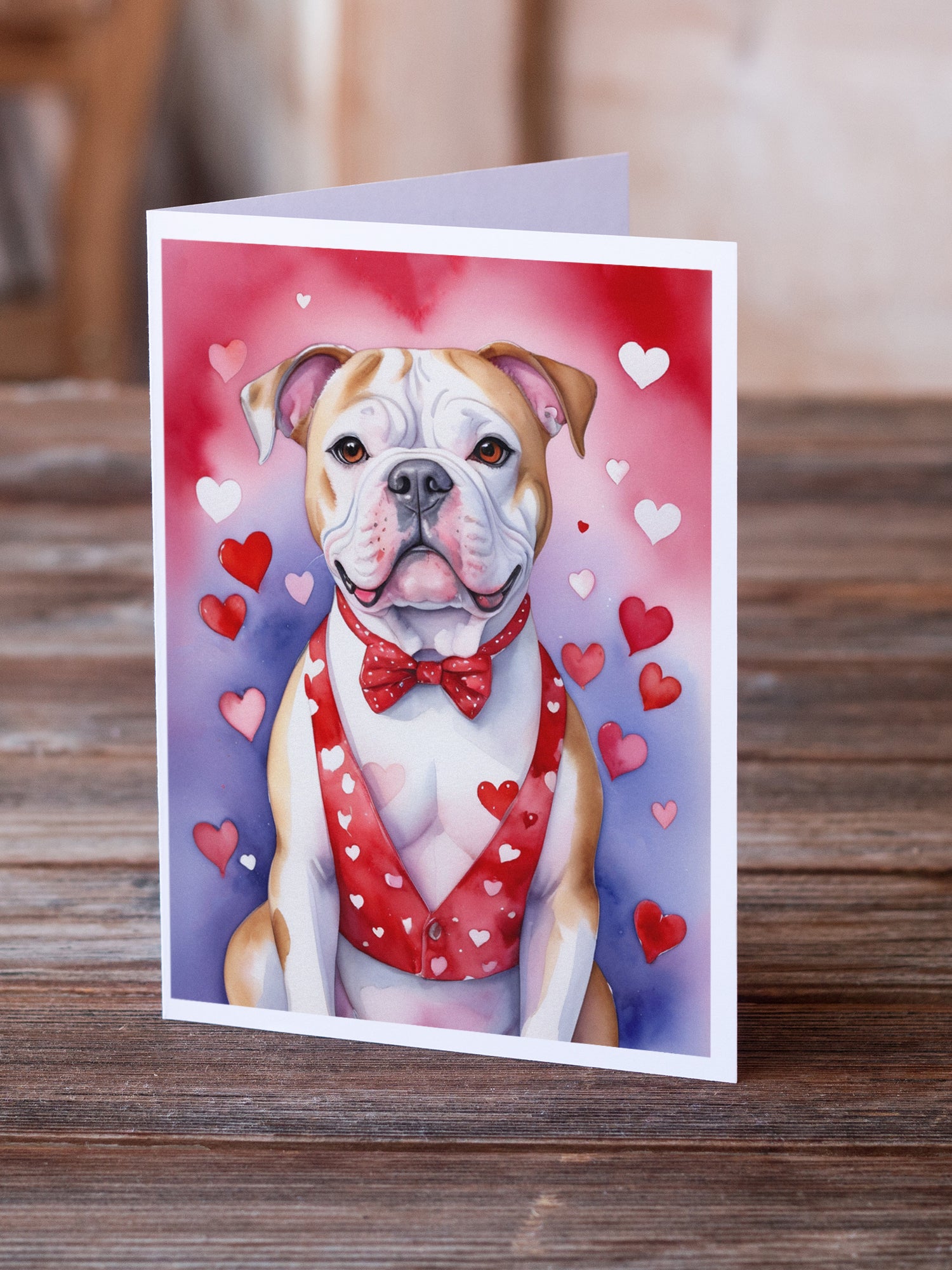 American Bulldog My Valentine Greeting Cards Pack of 8
