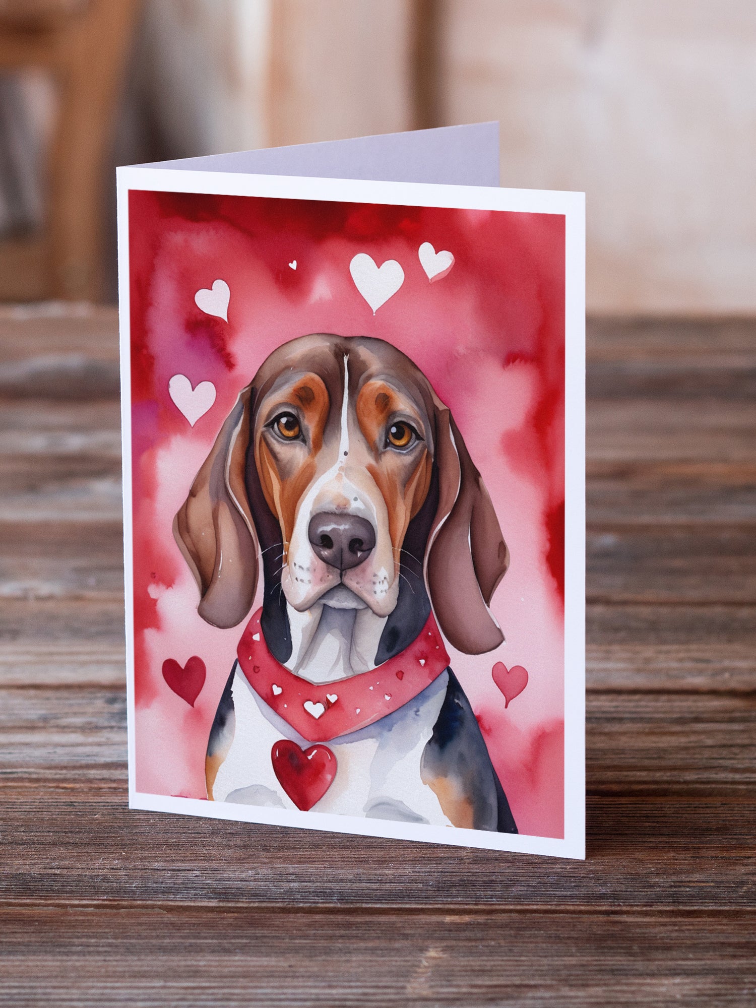 American English Coonhound My Valentine Greeting Cards Pack of 8