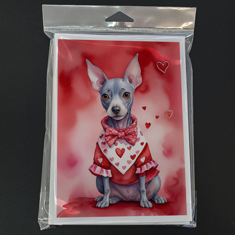 American Hairless Terrier My Valentine Greeting Cards Pack of 8
