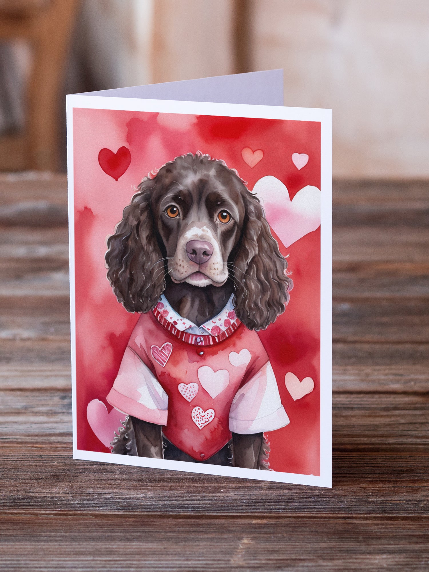 American Water Spaniel My Valentine Greeting Cards Pack of 8