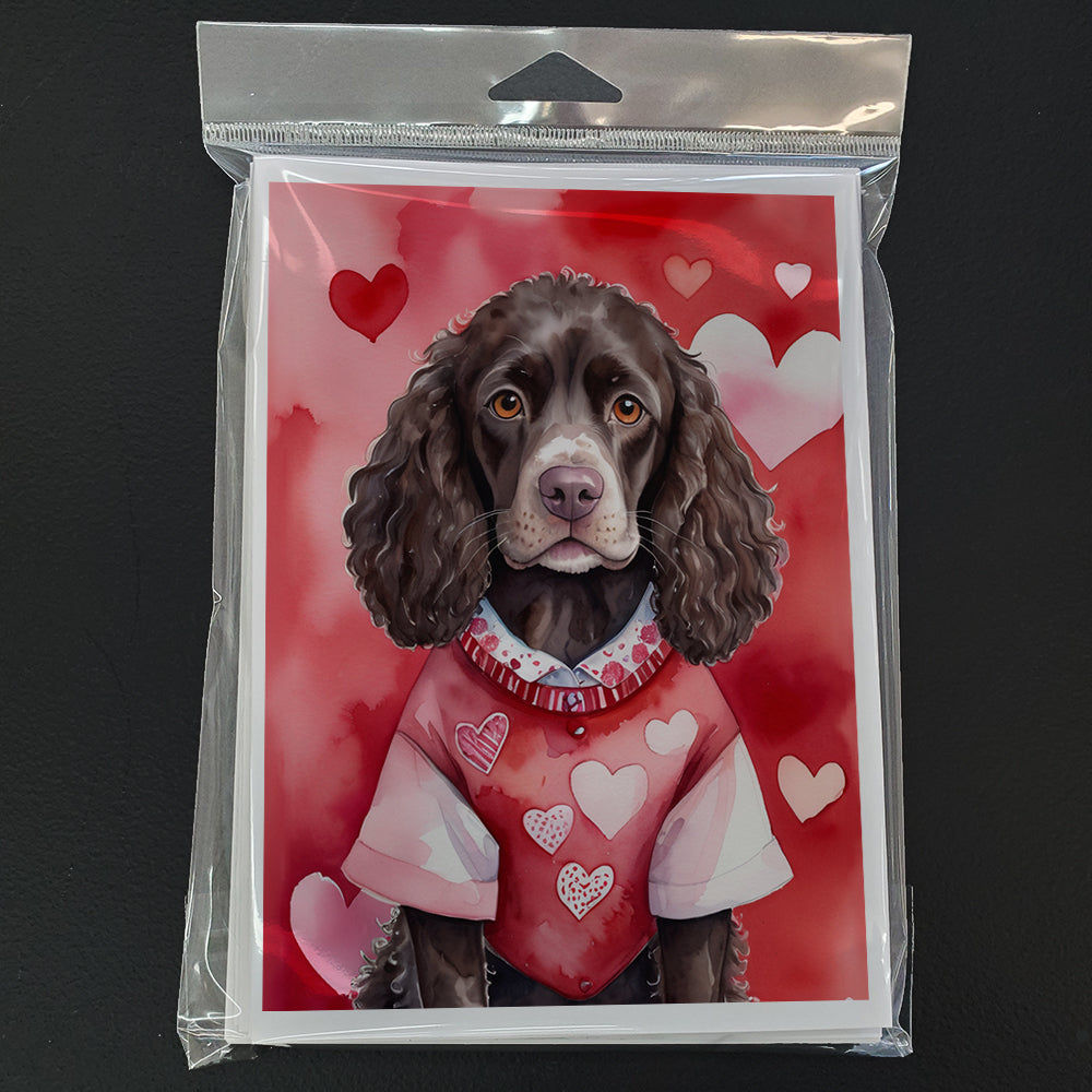 American Water Spaniel My Valentine Greeting Cards Pack of 8