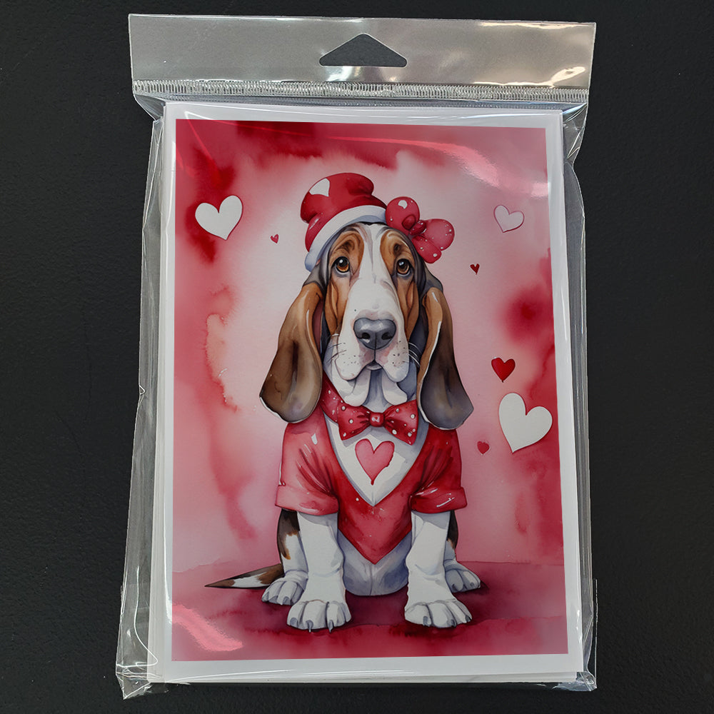Basset Hound My Valentine Greeting Cards Pack of 8