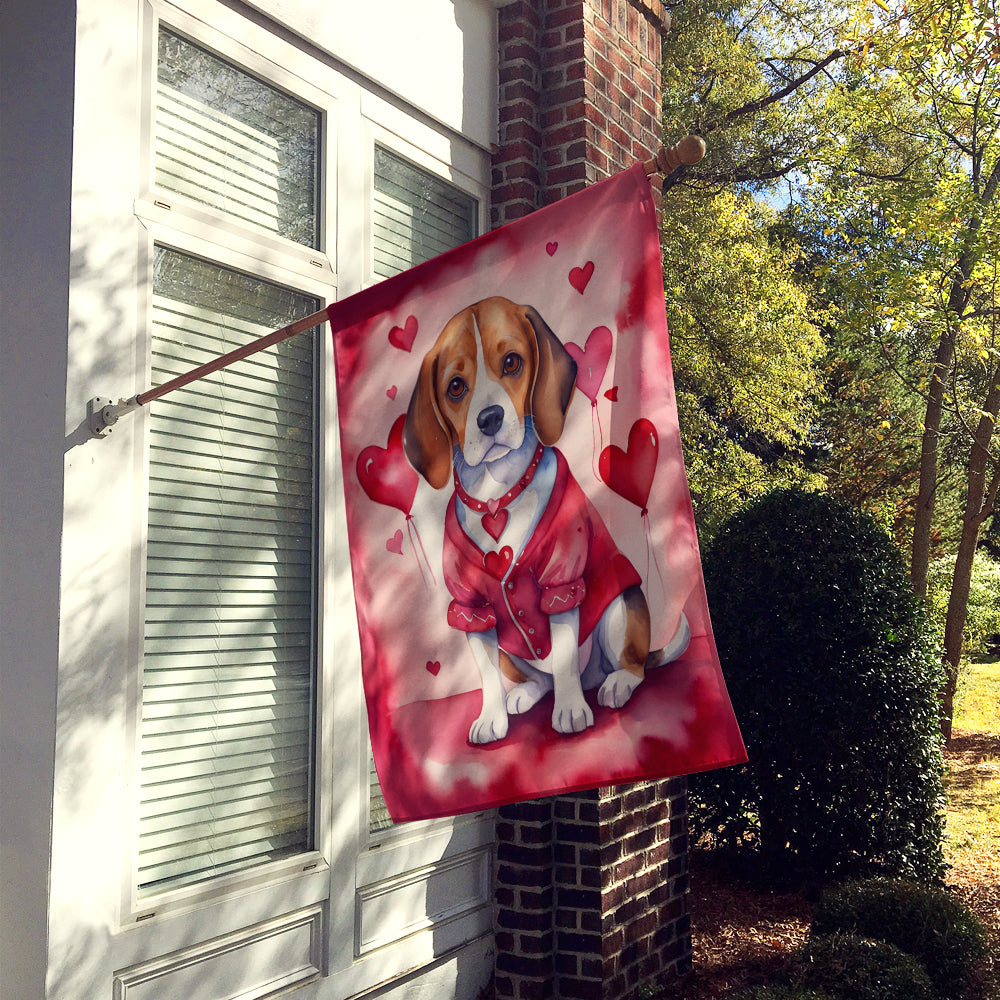 Beagle My Valentine House Flag