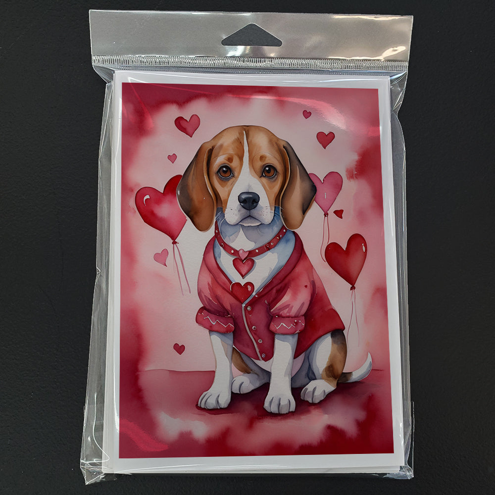 Beagle My Valentine Greeting Cards Pack of 8