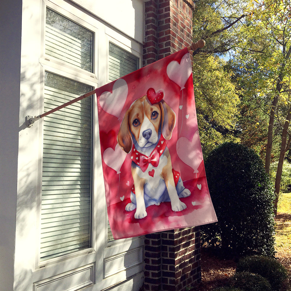 Beagle My Valentine House Flag