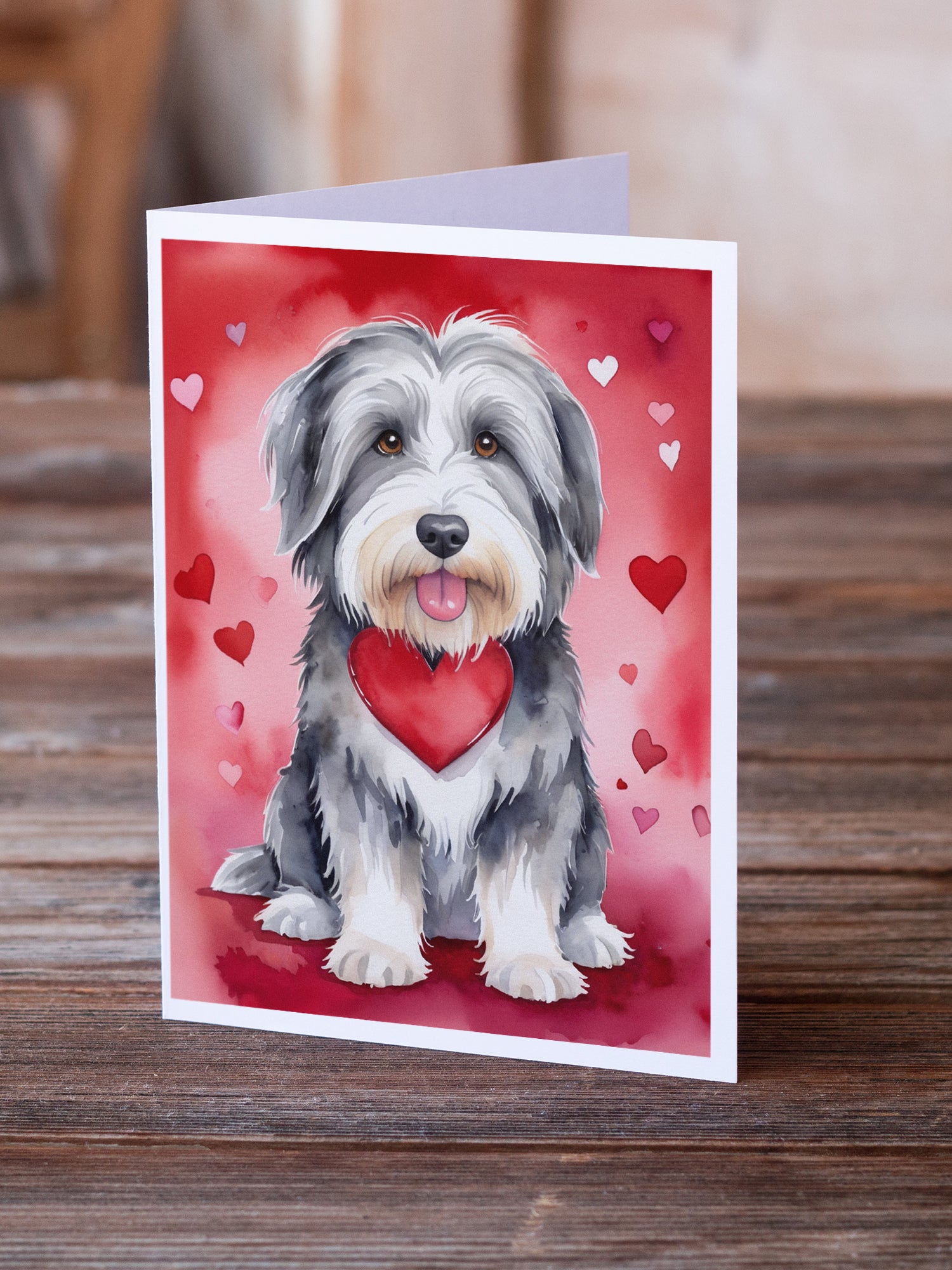 Bearded Collie My Valentine Greeting Cards Pack of 8