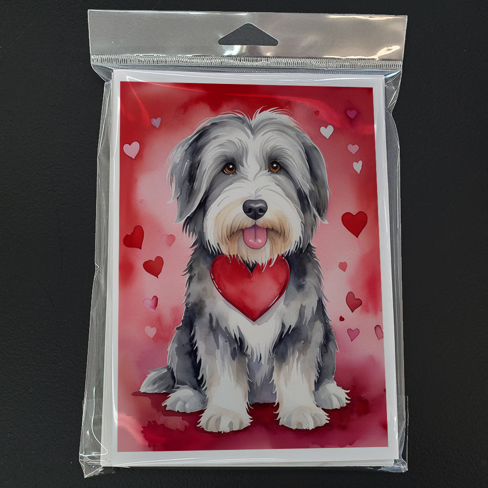Bearded Collie My Valentine Greeting Cards Pack of 8