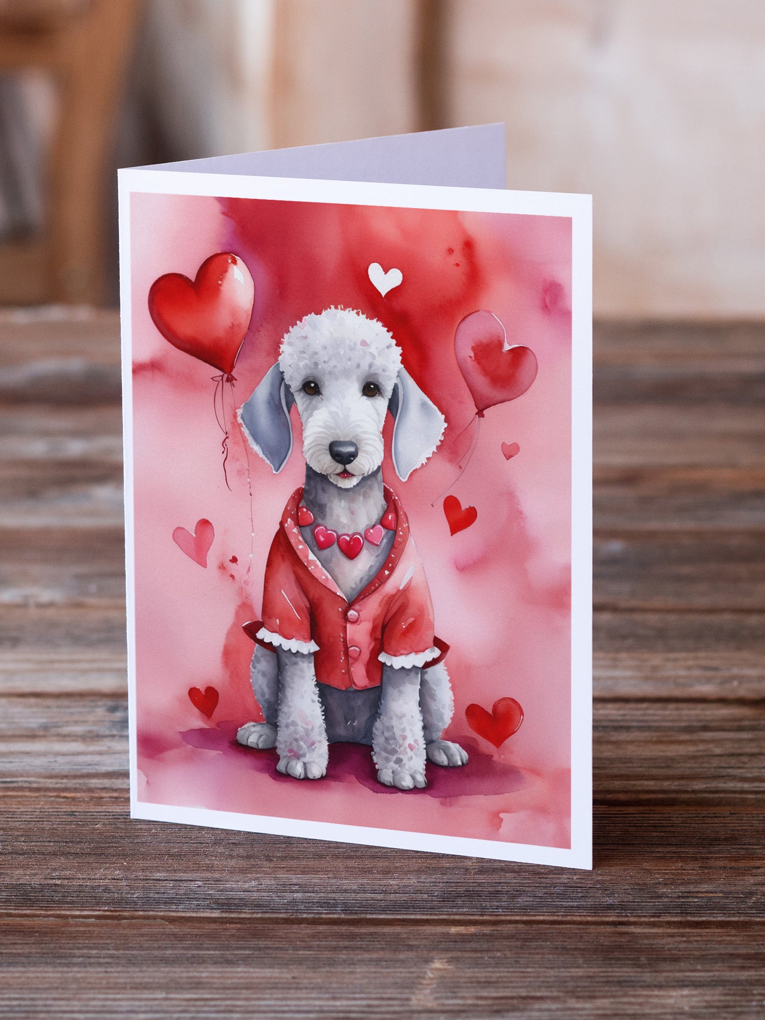 Bedlington Terrier My Valentine Greeting Cards Pack of 8