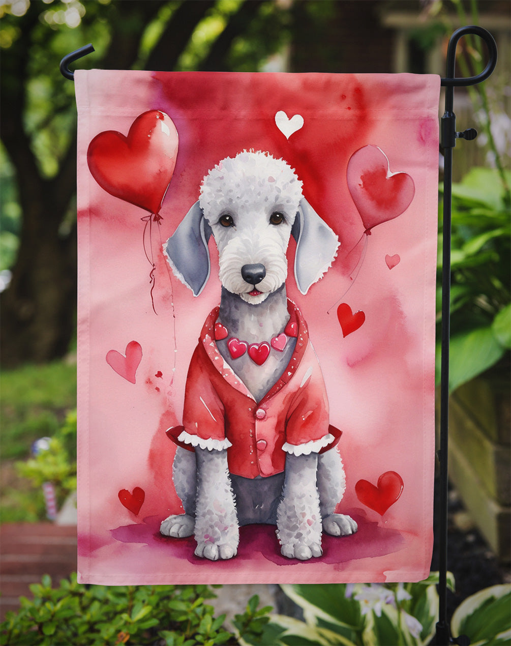 Bedlington Terrier My Valentine Garden Flag